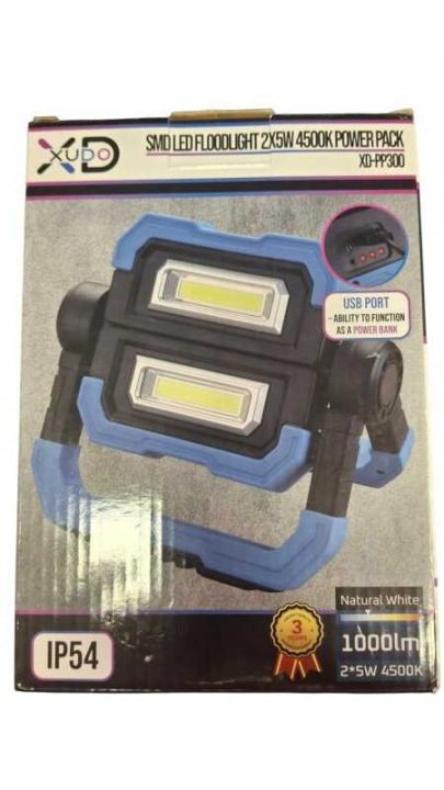 Противотуманная фара Прожектор LED переносной Складной 2x 5W 4500K Аккумулятор + USB, фото 2