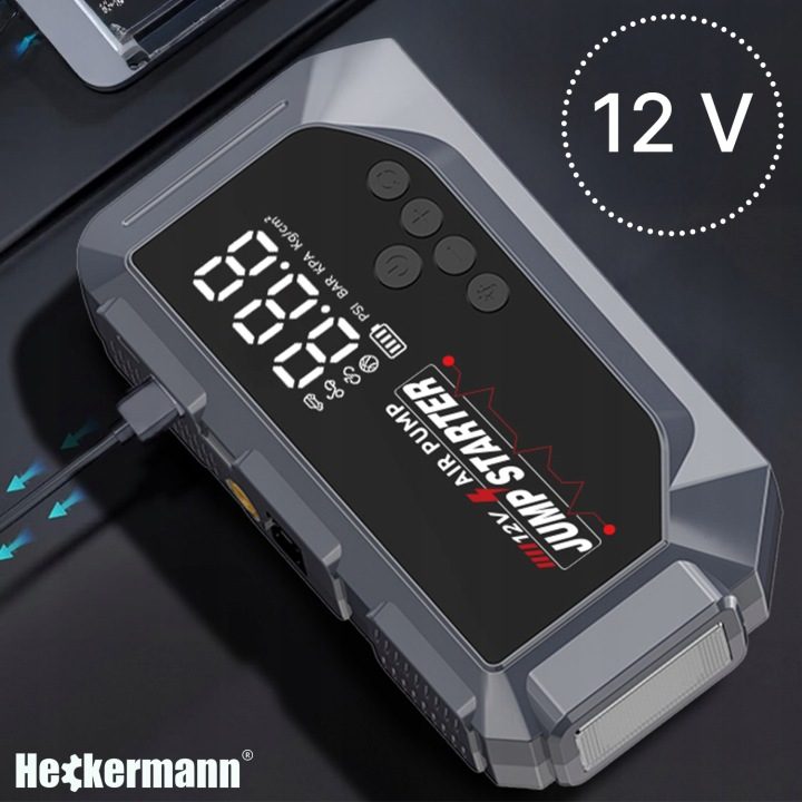 Устройство пусковое Booster Jump стартер 18000 мАч компрессор 150 PSI 2w1, фото 9