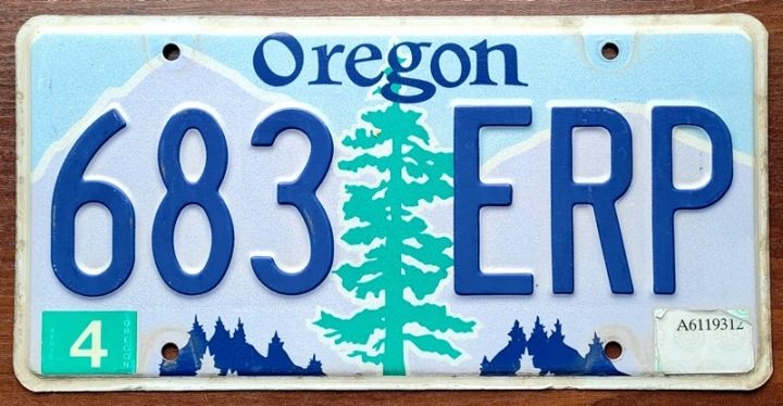 Oregon 1992 - табличка номерная с США, фото 2