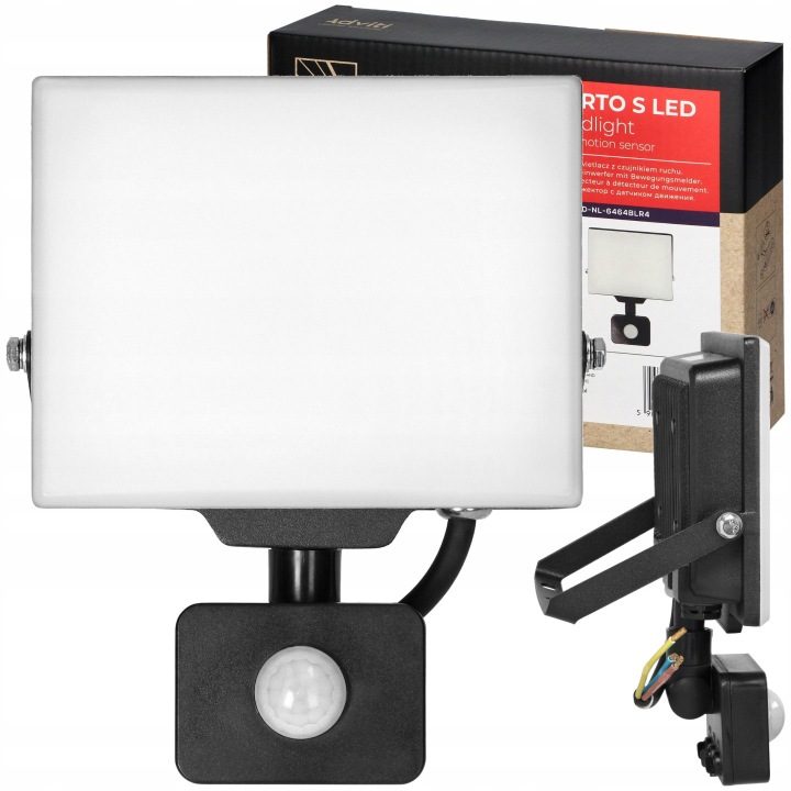 Прожектор Adviti LED 30W черный с датчиком движения IP44 2400 lm 4000 K, фото 1