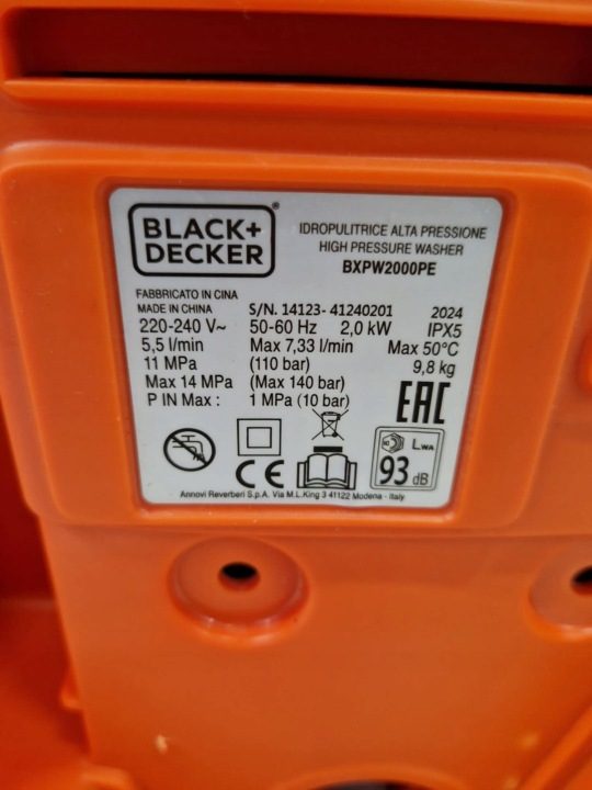 Мойка высокого давления BLACK DECKER BXPW2000PE 2000W 220V 5,5L/MIN, фото 9