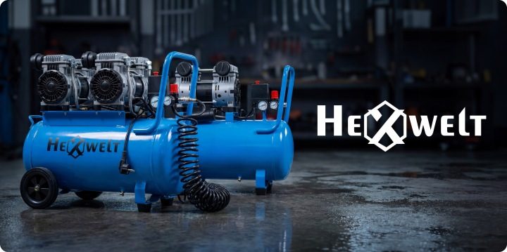 Компрессор безмасляный 50L 8 бар 4 поршни компрессор воздуха 4T HEXWELT, фото 8