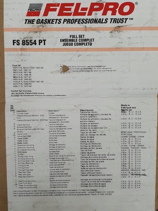 КОМПЛЕКТ УПЛОТНИТЕЛЕЙ ДВИГАТЕЛЯ FORD BIG BLOCK 5.8 6.4, фото 8