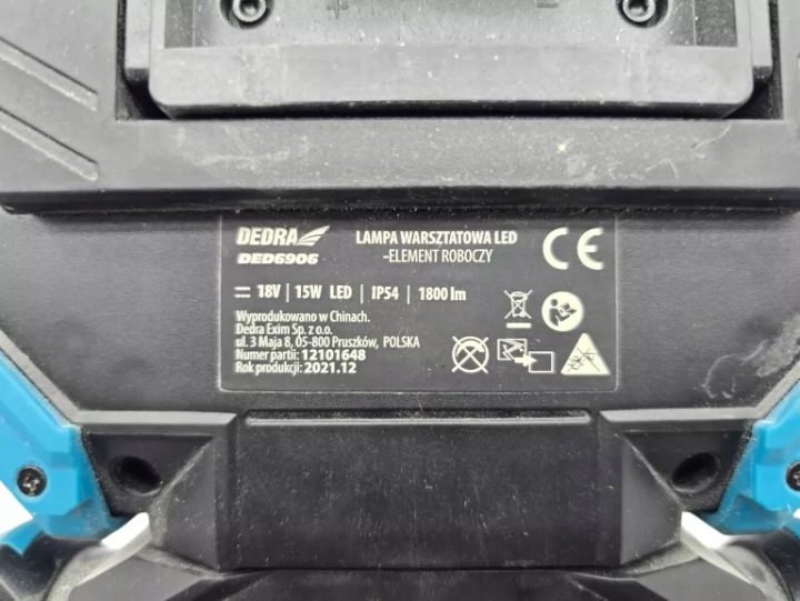 Лампа переносная аккумуляторная 18V DEDRA SAS+ALL DED6906 1800lm, фото 4