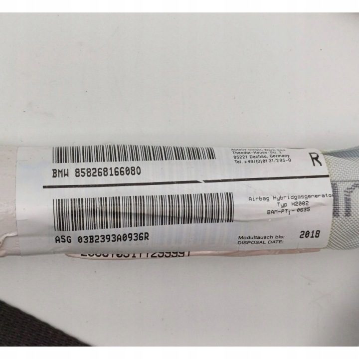 ШТОРКА БЕЗОПАСНОСТИ AIRBAG ПРАВЫЙ BMW E46 УНИВЕРСАЛ 858268166080 NR8, фото 2