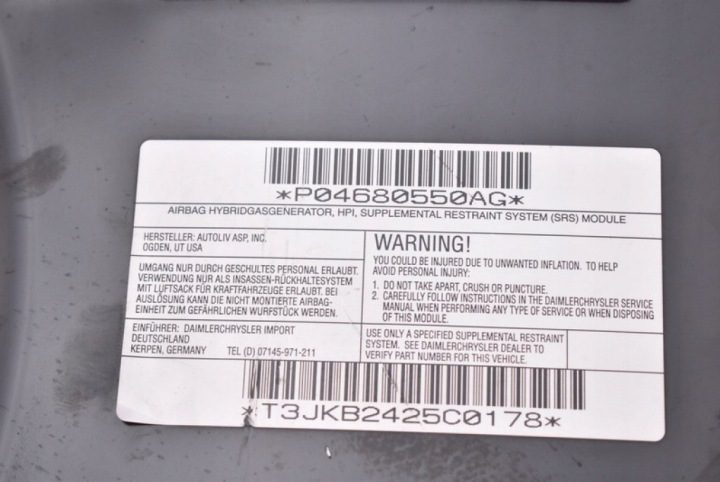 ПОДУШКА БЕЗОПАСНОСТИ ВОЗДУШНАЯ ВОДИТЕЛЯ P04680550AG CHRYSLER PACIFICA 1 I 03-08, фото 8