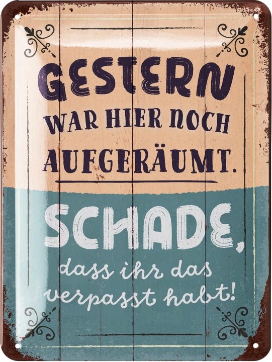 LANOLU Табличка blaszana ретро "Gestern war hier aufüumt" 15x20 см, фото 1