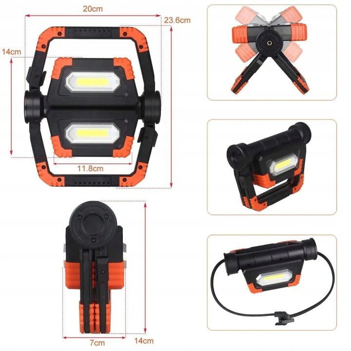 Фонарик гаражный складной LED COB ład USB Teger, фото 1