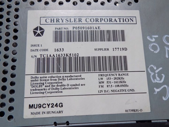 Магнитола Chrysler OE P05091601AE, фото 5