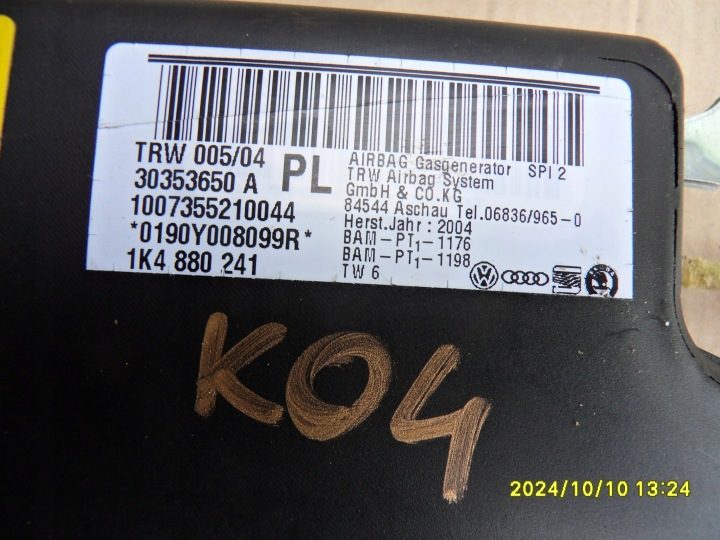 ПОДУШКА БЕЗОПАСНОСТИ СИДЕНЬЯ AUDI SEAT SKODA VW 1K4880241, фото 2