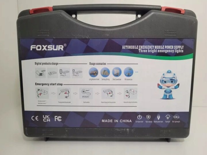 Стартер автомобильный Foxsur с повербанком 26800 мАч 800 А зарядка QI, фото 6