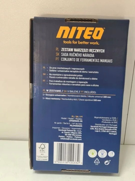 Комплект инструментов ручных NITEO – ключ francuski + kombinerki, фото 3