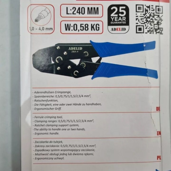 Обжимные клещи praska tulejek наконечников Adelid ZBA-4 0,5 mm² - 6 mm², фото 4