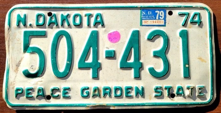 North Dakota 1974/79 - табличка номерная с США, фото 1