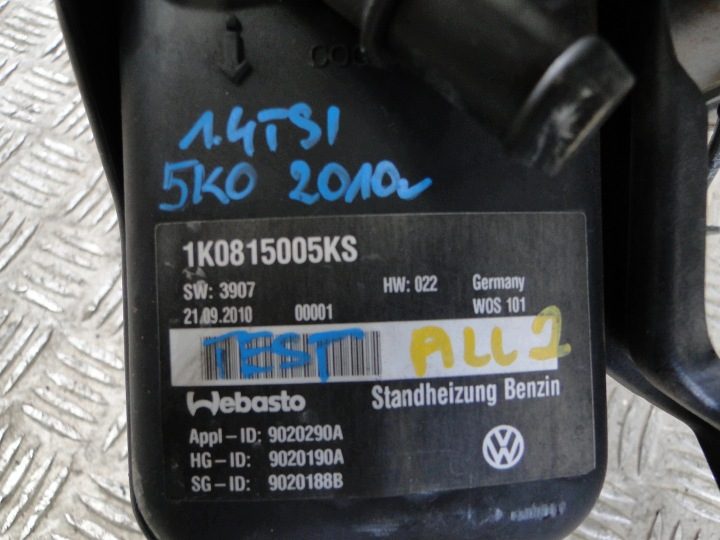 АВТОНОМНЫЙ ОТОПИТЕЛЬ WEBASTO VW GOLF VI 5K 5K0 1.4 TSI 2010 1K0815005KS, фото 6