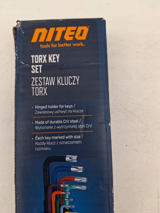 КОМПЛЕКТ КЛЮЧЕЙ IMBUSOWYCH Z KOŃCÓWKAMI TORX 9 ШТУК, фото 2