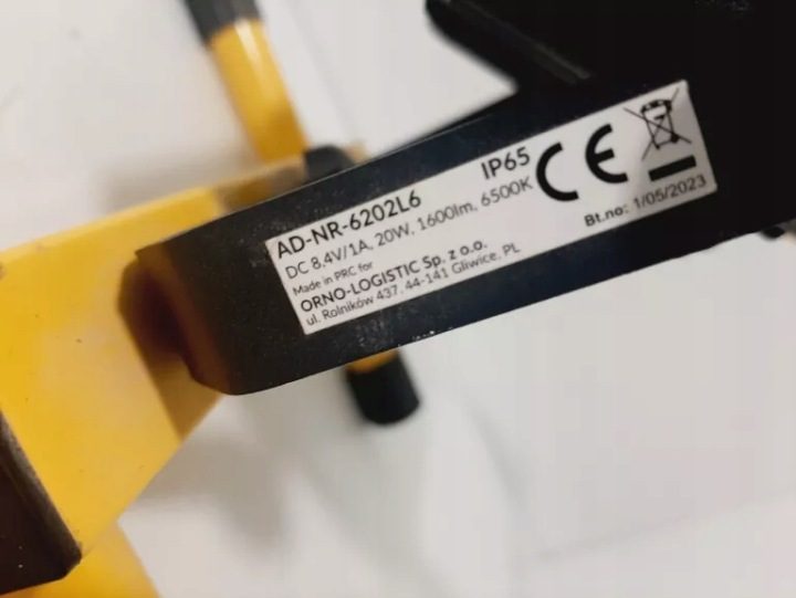 Batri LED ORNO-ПОЛЬША Прожектор рабочий с akum., 1600lm, BATRI LED 20W, фото 4
