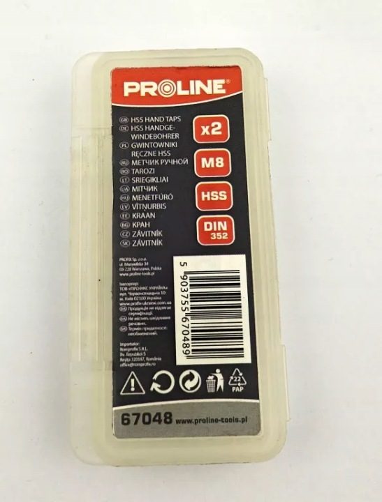 GWINTOWNIK M8 HSS SZT.2 РУЧНАЯ РЕЗЬБА ОБЫЧНАЯ PROLIN, фото 1