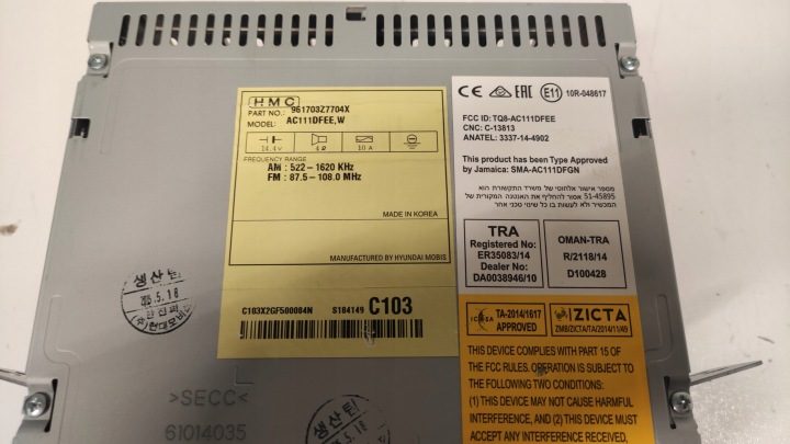 МАГНИТОЛА HYUNDAI I40 РЕСТАЙЛИНГ 961703Z7704X 15-19, фото 4