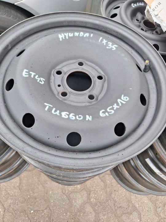 4× Штампованный диск Hyundai OE i30 I II III ix25 ix35 Tucson Kia Ceed Sportage 6.5" x 16" 5x114.3 ET 45, фото 1