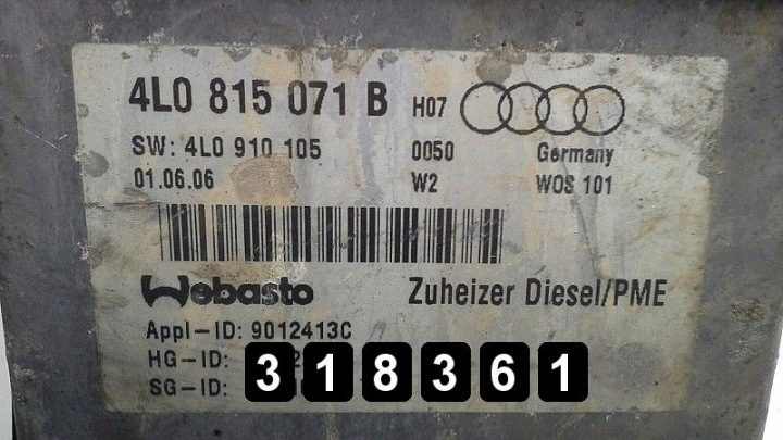 2006 Audi Q7 Отопитель предпусковой Webasto 4L0815071B, фото 6