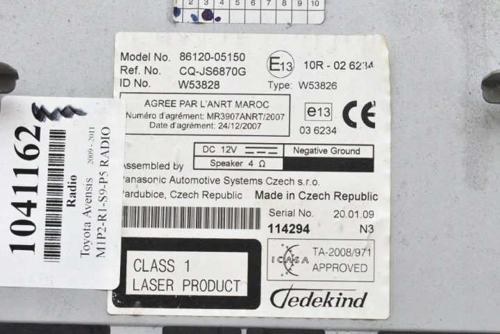 МАГНИТОЛА CD MP3 AUX 86120-05150 TOYOTA AVENSIS T27 09-11, фото 6