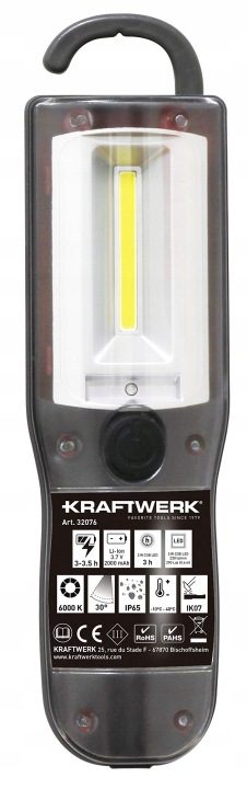 Фонарик LED KRAFTWERK Li-Ion 3.7V /2000 мАч 3W COB LED, фото 1