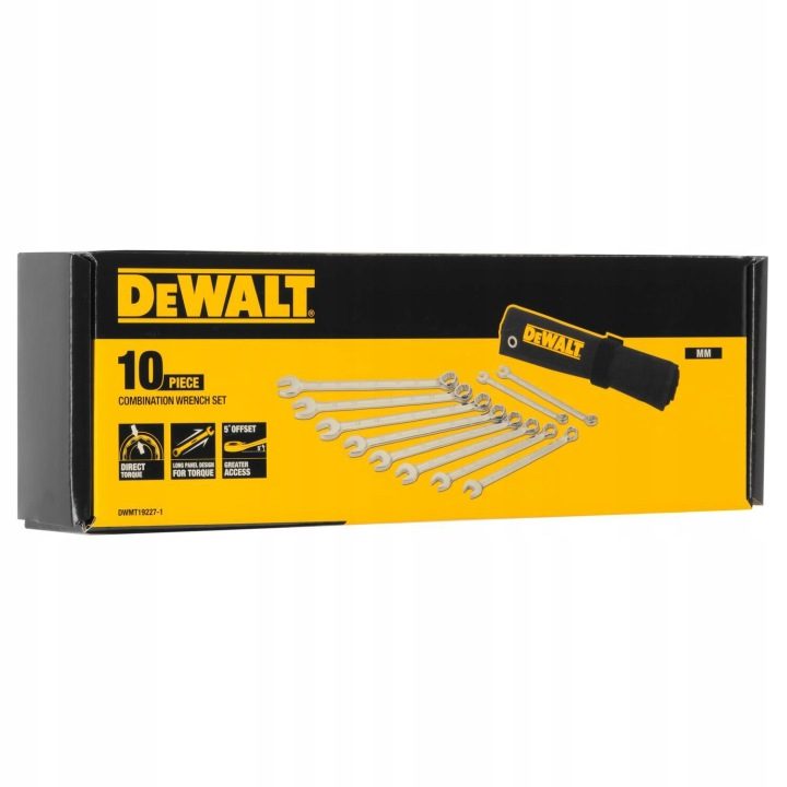КОМПЛЕКТ КЛЮЧЕЙ РОЖКОВО-НАКИДНЫХ 10 EL.DEWALT, фото 3