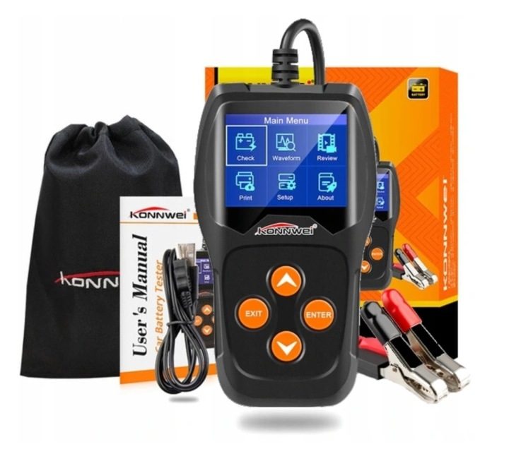 Тестер аккумуляторов Konnwei KW600 LCD измеритель цифровой 6V 12V польский меню, фото 1