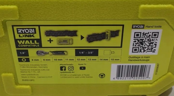 Комплект с kluczem grzechotkowym 10 элементов 1/4" Ryobi, фото 6