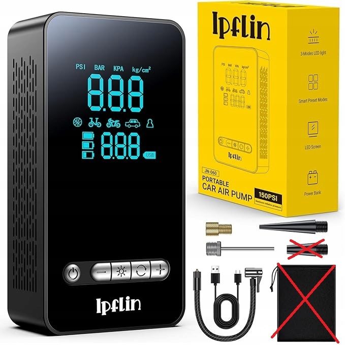 Переносной компрессор воздуха 150 PSI Ipflin черный, фото 2