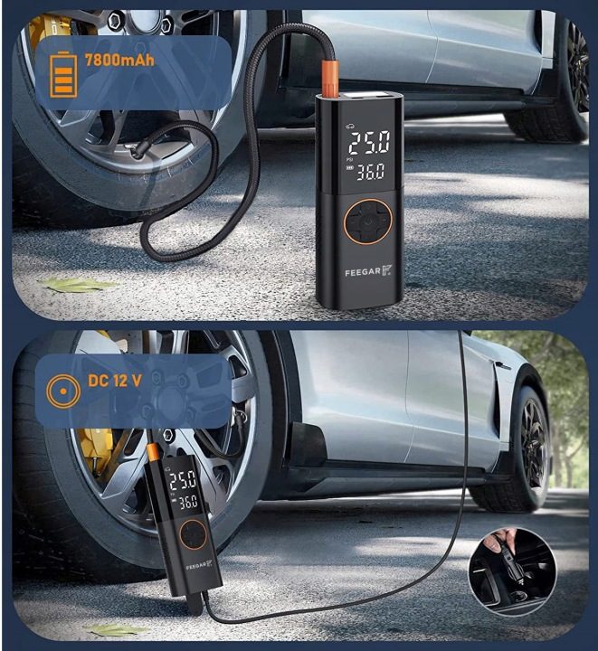 Feegar насос электрический переносной компрессор автомобильный 12V для колес LED, фото 16