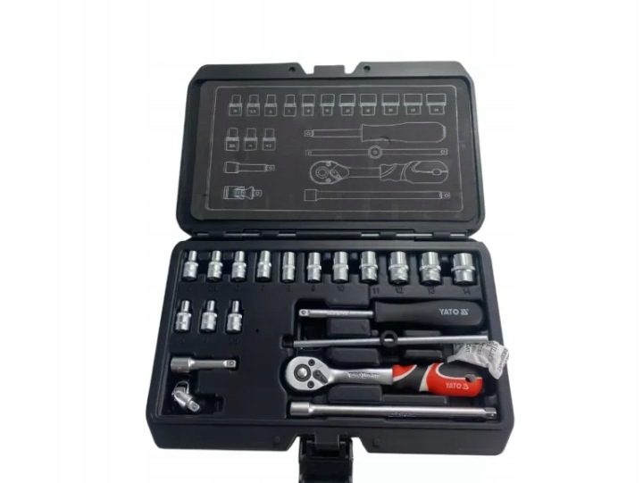 YATO КОМПЛЕКТ ИНСТРУМЕНТАЛЬНЫЙ ТОРЦЕВЫЕ ГОЛОВКИ С ТРЕЩОТКОЙ 1/4'' 20el, фото 3