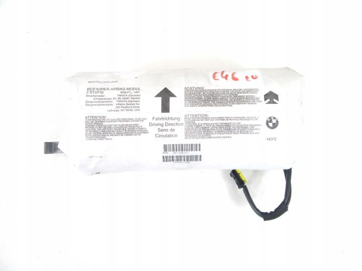 Подушка правая пассажира AIRBAG BMW e46 СЕДАН УНИВЕРСАЛ РАЗЪЕМ, фото 1