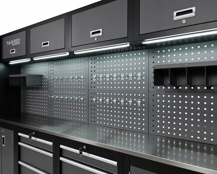 Подрамник инструментальный Tagred черный 8 ящиков сталь INOX с oświetleniem LED, фото 11