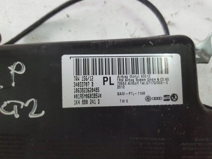 SKODA OCTAVIA 2 II РЕСТАЙЛИНГ 08-12r ПОДУШКА БЕЗОПАСНОСТИ СИДЕНЬЯ ЛЕВАЯ 1K4880241D, фото 2
