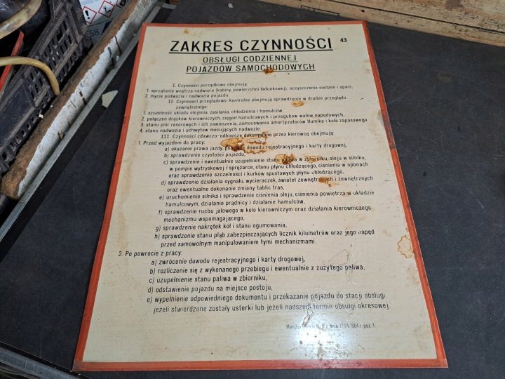 ТАБЛИЧКА INFORMACYJNA ПНР ДИАПАЗОН CZYNNOŚCI ЭКСПЛУАТАЦИИ АВТОМОБИЛЕЙ АВТОМОБИЛЬНЫХ, фото 7