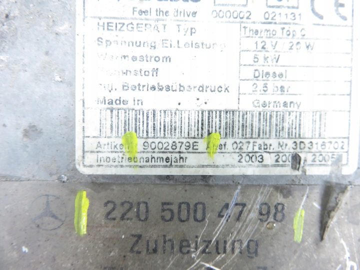 WEBASTO MERCEDES W220 2205004798 9002879E 9002878B, фото 4