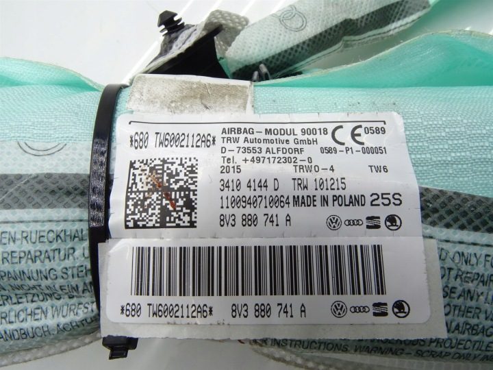 ПОДУШКА БЕЗОПАСНОСТИ ШТОРКА БОКОВАЯ ЛЕВАЯ 8V3880741A Audi A3 8V 3 ДВ., фото 3
