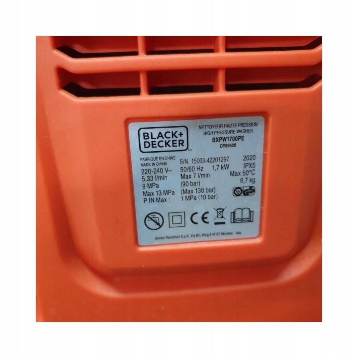 F50 Мойка высокого давления BLACK+DECKER BXPW1700PE, фото 7