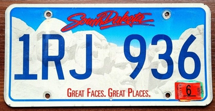 South Dakota 1986 - табличка номерная с США, фото 1