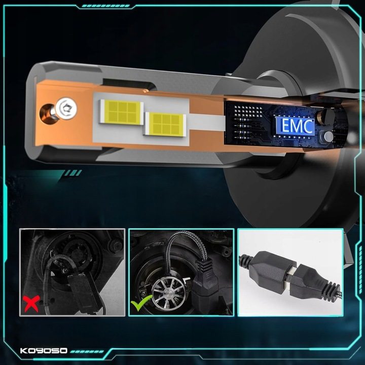 Лампы LED H4 KOYOSO 19000lm 6500K 12V комплект 2 шт. автомобиль для авто LED, фото 6