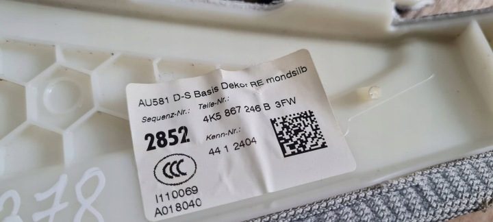 AUDI A6 C8 4K 2023 г. СЕДАН S-LINE ЗАЩИТА ОБШИВКА СТОЙКА D ПРАВАЯ 4K5867246B, фото 10
