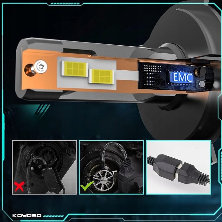 Лампы LED H4 KOYOSO 19000lm 6500K 12V комплект 2 шт. автомобиль для авто LED, фото 5