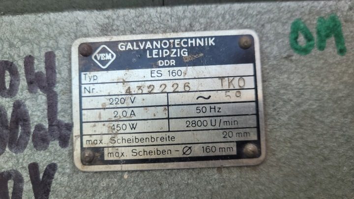 Шлифмашина stołowa stacjonarna дисковая VEM VEB 900W 0.9 кВт 3000 оборотов, фото 3