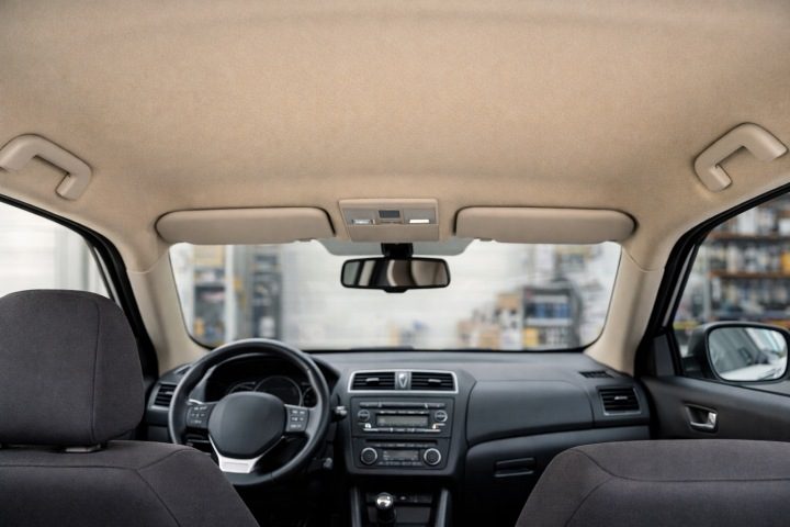 Потолок автомобильный ткань Mono 50 серая бежевая Rozciągliwa поролон 160 см, фото 7