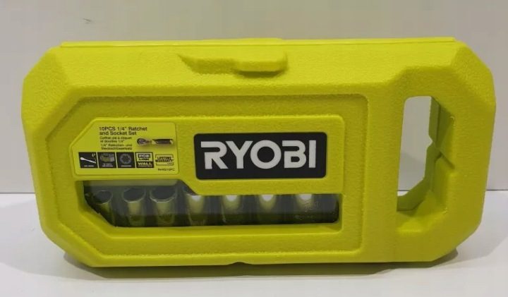 Комплект с kluczem grzechotkowym 10 элементов 1/4" Ryobi, фото 1