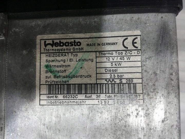 Webasto BMW 5 Touring (E39) 92255B 2.5L дизель 120 кВт 2001, фото 5