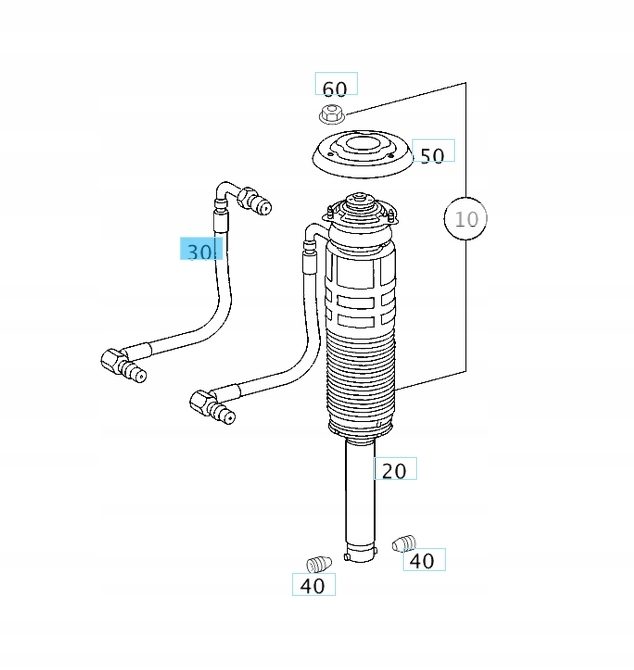 Трубка системы ABC OE Mercedes W215 CL CL500 W220 S500 A2209970352, фото 1