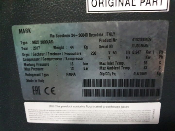 ОСУШИТЕЛЬ РЕФРИЖЕРАТОРНЫЙ MARK MDX 3000 3m3/min, фото 3